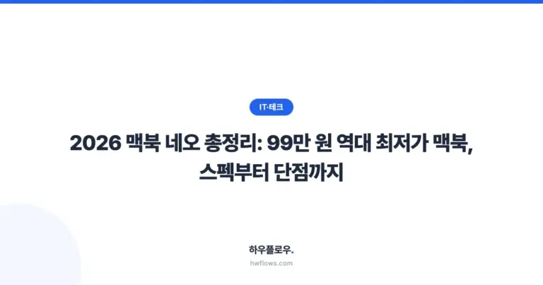 2026 맥북 네오 총정리: 99만 원 역대 최저가 맥북, 스펙부터 단점까지