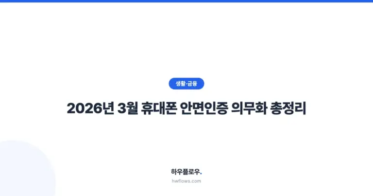 2026년 3월 휴대폰 안면인증 의무화 총정리 (개통·명의변경 시 필수)